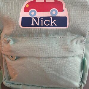 Stuck on You personalized toddler backpack name "Nick"